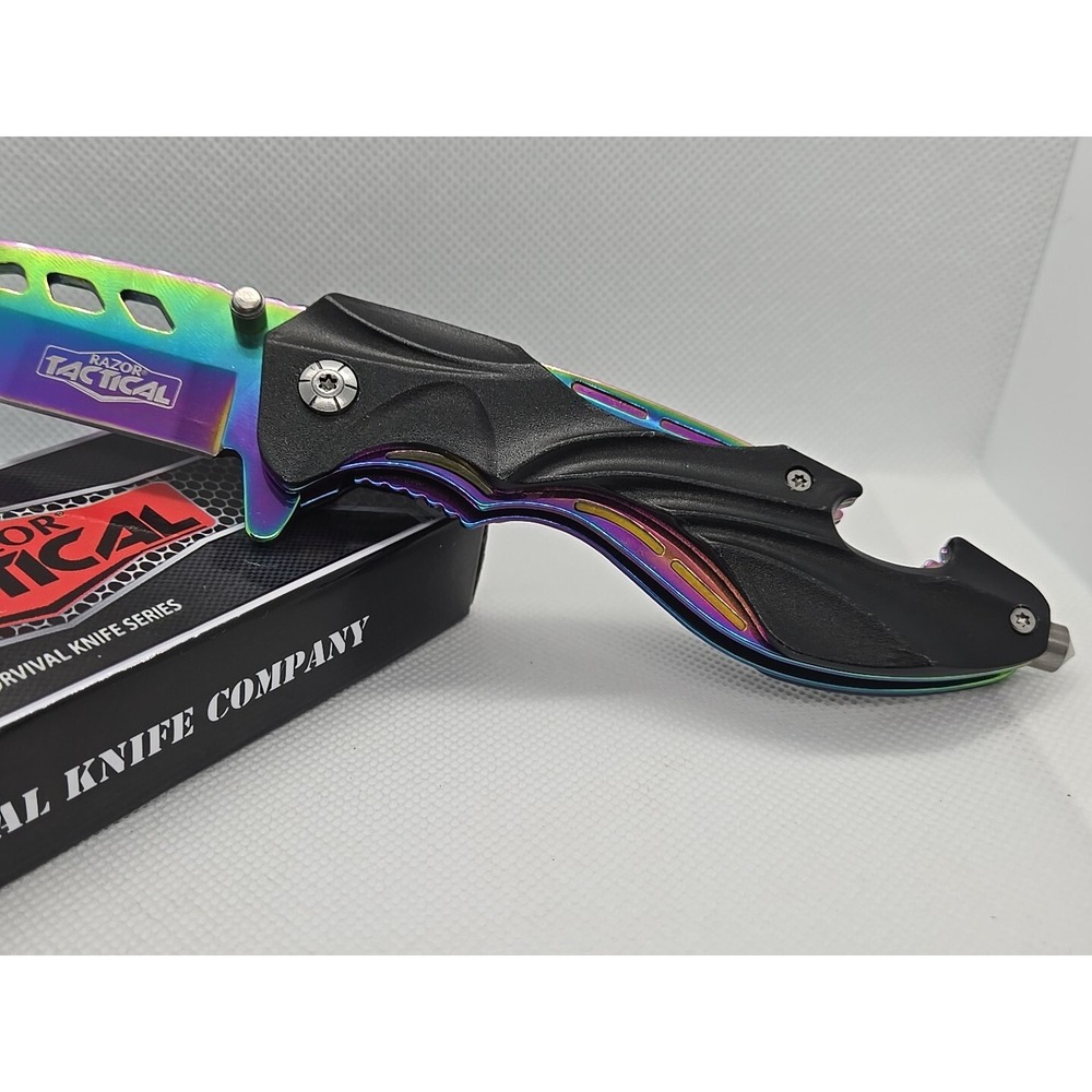 Razor Tactical RAINBOW Tracker Huntsman Spring Folding Pocket Assisted Knife - Picture 3 of 9
